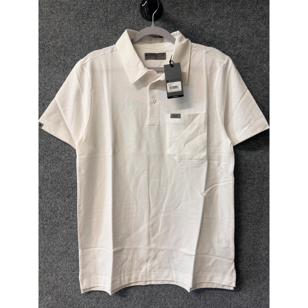 FIGS FIGSPRO Mens Technical Pique Scrub Polo White M22WW1004 Small NWT